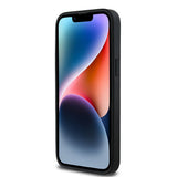 Apple iPhone 14 Pro Max Kılıf Guess Magsafe Şarj Özellikli Çiçek Tasarımlı Metal Yazı Logolu Kapak Siyah