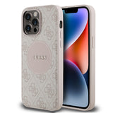 Apple iPhone 14 Pro Max Kılıf Guess Magsafe Şarj Özellikli Circle Classic Kapak Pembe
