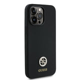 Apple iPhone 14 Pro Max Kılıf Guess Yazı ve Taşlı 4G Logolu Silikon Kapak Siyah
