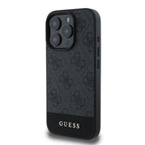 Apple iPhone 16 Pro Max Kılıf Guess PU Deri Şerit Logo Dizaynlı Kapak Siyah
