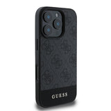 Apple iPhone 16 Pro Max Kılıf Guess PU Deri Şerit Logo Dizaynlı Kapak Siyah