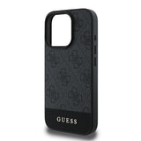 Apple iPhone 16 Pro Max Kılıf Guess PU Deri Şerit Logo Dizaynlı Kapak Siyah